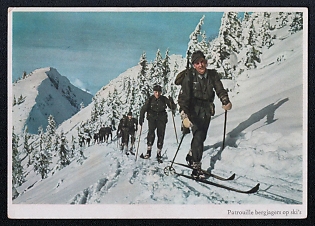 1933-1945 'Patrol Bergjagers Op Ski's', Infantry Wehrmacht Army Military, Third Reich Nazi Propaganda Postcard