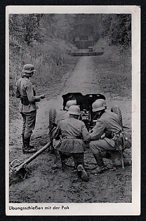1940 'Practice Shooting with the Pak', Infantry Wehrmacht Army Military, Third Reich Nazi Propaganda Postcard