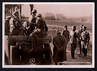 1933-1945 'Greetings on a Country Road in Poland', Infantry Wehrmacht Army Military, Third Reich Nazi Propaganda Postcard