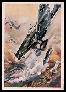 1933-1945 'Dive Bomber in Attack', Military Aircraft Air Force Luftwaffe, Third Reich Nazi Propaganda Postcard