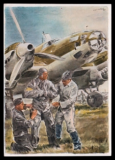 1933-1945 'Combat Machine before Takeoff', Military Aircraft Air Force Luftwaffe, Third Reich Nazi Propaganda Postcard