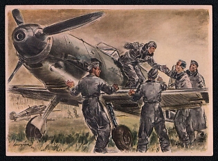 1933-1945 'Hunting Machine After Work is Done', Military Aircraft Air Force Luftwaffe, Third Reich Nazi Propaganda Postcard