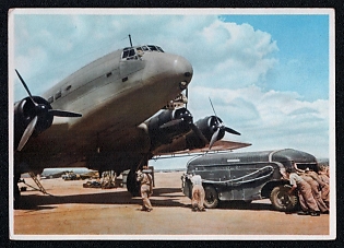 1933-1945 'Junkers Stukas and Air Transporters the Junkers - Ju 90, Four-engine Transport Aircraft, M are Used. When they Return from Deployment, These Huge Air Transporters are Refueled and Immediately Made Ready for New Deployment', Military Aircraft Air Force Luftwaffe, Third Reich Nazi Propaganda Postcard