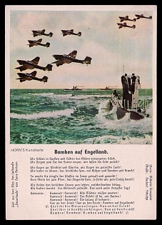1933-1945 'Bombs on Engelland', Military Aircraft Air Force Luftwaffe, Third Reich Nazi Propaganda Postcard