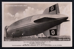 1933-1945 'The New German Zeppelin Airship L. Z. 129 the Largest Airship in the World', Military Aircraft Air Force Luftwaffe, Third Reich Nazi Propaganda Postcard