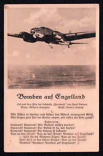 1940 'Bombs on Engelland', Military Aircraft Air Force Luftwaffe, Third Reich Nazi Propaganda Postcard