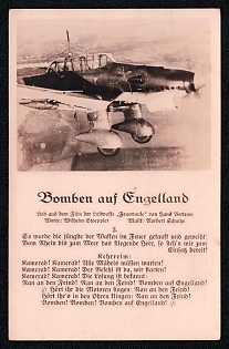 1940 'Bombs on Engelland', Military Aircraft Air Force Luftwaffe, Third Reich Nazi Propaganda Postcard
