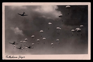 1942 'Parachute Fighter', Military Aircraft Air Force Luftwaffe, Third Reich Nazi Propaganda Postcard
