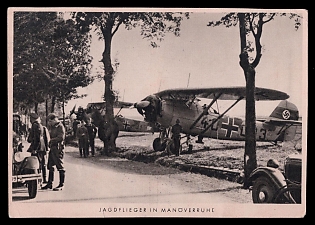 1939 'Fighter Flyer in Manover Calm', Military Aircraft Air Force Luftwaffe, Third Reich Nazi Propaganda Postcard