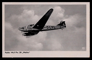 1933-1945 'Focke-Wulf Fw. 58, "Weihe"', Military Aircraft Air Force Luftwaffe, Third Reich Nazi Propaganda Postcard