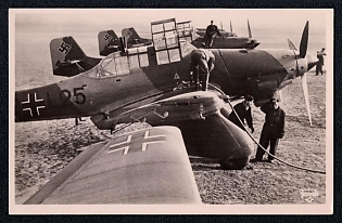 1933-1945 'Our Luftwaffe Ju 87 Dive Bombers are Refueled', Military Aircraft Air Force Luftwaffe, Third Reich Nazi Propaganda Postcard