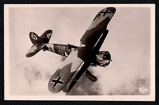 1933-1945 'Photo Series - Our Luftwaffe Dive-Bomber Henschel Hs 123 in Flight', Military Aircraft Air Force Luftwaffe, Third Reich Nazi Propaganda Postcard