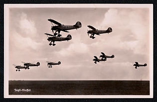 1933-1945 'Fighter Squadron', Military Aircraft Air Force Luftwaffe, Third Reich Nazi Propaganda Postcard