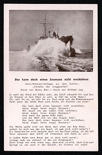 1933-1945 'That Can't Shake a Sailor', Navy Ships Deutsche Marine, Third Reich Nazi Propaganda Postcard