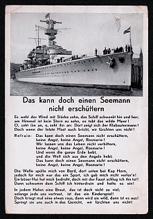 1940 'That Can't Shake a Sailor'Navy Ships Deutsche Marine, Third Reich Nazi Propaganda Postcard