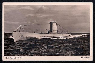 1939 'Submarine "U 35"', Submarine U-boat Navy Deutsche Marine, Third Reich Nazi Propaganda Postcard