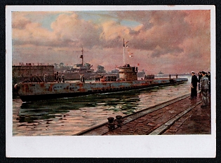 1933-1945 'Munich, House of German Art Claus Bergen Returning from Patrol', Submarine U-boat Navy Deutsche Marine, Third Reich Nazi Propaganda Postcard