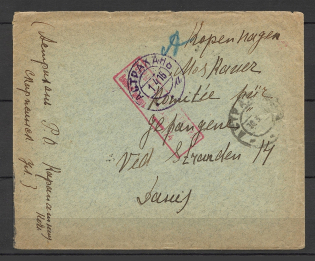 1916 International Letter, Astrakhan-Copenhagen, Censor 74