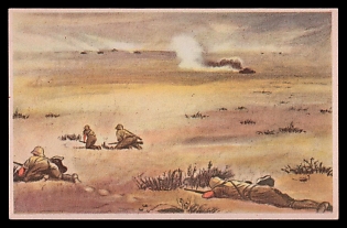 1933-1945 'German and Italian Troops are Attacked by British Tanks in the Desert. Only Those Who Know the Desert Area Can Appreciate the Difficulties That Need to be Overcome Here', Tank Armored Forces Panzerwaffe, Third Reich Nazi Propaganda Postcard