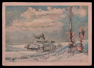 1942 'Drawing: Lance Corporal Fritz Brauner', Tank Armored Forces Panzerwaffe, Third Reich Nazi Propaganda Postcard