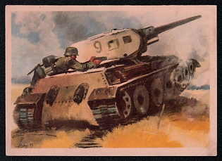 1933-1945 'The Tank Cracker Drawing: Ahlers', Tank Armored Forces Panzerwaffe, Third Reich Nazi Propaganda Postcard