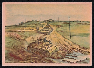 1933-1945 'Tanks Rolling in War Correspondent: Hensel', Tank Armored Forces Panzerwaffe, Third Reich Nazi Propaganda Postcard