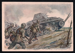 1933-1945 'Armored Car', Tank Armored Forces Panzerwaffe, Third Reich Nazi Propaganda Postcard
