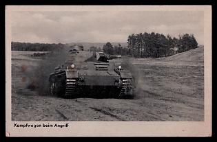 1942 'Battle Car During the Attack', Tank Armored Forces Panzerwaffe, Third Reich Nazi Propaganda Postcard