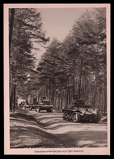 1933-1945 'Armored Car on the March', Tank Armored Forces Panzerwaffe, Third Reich Nazi Propaganda Postcard