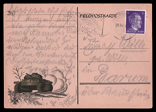 1943 'Tank', Tank Armored Forces Panzerwaffe, Third Reich Nazi Propaganda Postcard