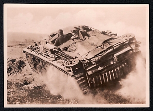 1933-1945 'The German Wehrmacht Assault Artillery Advances and Paves the Way for the Following Infantry to Reach the Enemy', Armored Vechicles Army Military, Third Reich Nazi Propaganda Postcard