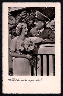 1933-1945 'Do You Want to be Mine?', Soldiers and Civils, Third Reich Nazi Propaganda Postcard