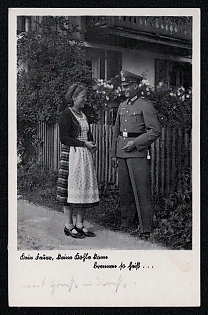 1939 'Bain Faune, Kainn Bolln Can be So Hot...', Soldiers and Civils, Third Reich Nazi Propaganda Postcard