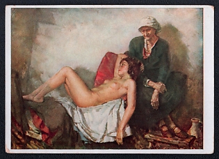 1933-1945 'Munich - House of German Art. Karl Troup - Being and Passing Away', Nude Art, Third Reich Nazi Propaganda Postcard