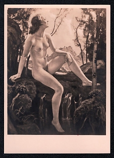 1933-1945 'Munich. House of German Art. Ernst Liebermann Najade at the Source', Nude Art, Third Reich Nazi Propaganda Postcard