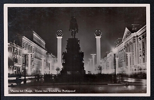 1933-1945 'Berlin at Night. Unter Den Linden in Festive Decorations', Architecture, Third Reich Nazi Propaganda Postcard