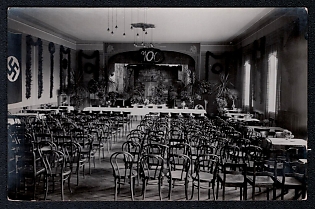 1933-1945 'Decorated Assembly Hall', Interior, Third Reich Nazi Propaganda Postcard