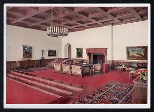 1933-1945 'The Berghof Obersalzberg Great Hall', Interior, Third Reich Nazi Propaganda Postcard