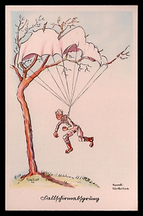 1933-1945 'Series: Aviators - Humor 30 Artist Drawings of Active Aviators', Caricature, Third Reich Nazi Propaganda Postcard