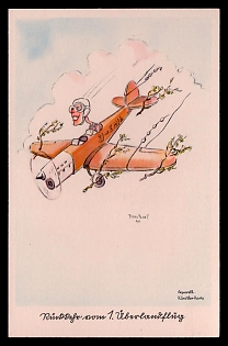 1933-1945 'Series: Aviators - Humor 30 Artist Drawings of Active Aviators', Caricature, Third Reich Nazi Propaganda Postcard