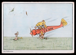 1933-1945 'The Foot Brake', Caricature, Third Reich Nazi Propaganda Postcard