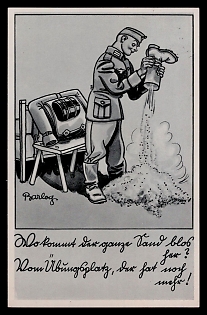 1939 'Where Does All the Sand Come From? The Practice Area Has Even More!', Caricature, Third Reich Nazi Propaganda Postcard