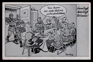 1933-1945 'Uus Cannot be Shaken by the First Sea Lord', Caricature, Third Reich Nazi Propaganda Postcard