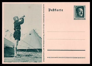 1933-1945 'The Boy With the Trumpet', Postal Stationery, Third Reich Nazi Propaganda Postcard