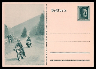 1933-1945 'Soldiers on Motorcycles', Postal Stationery, Third Reich Nazi Propaganda Postcard