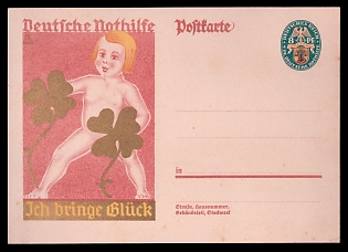 1933-1945 'German Emergency Aid May I Bring You Luck', Postal Stationery, Third Reich Nazi Propaganda Postcard