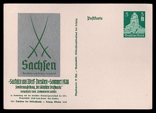 1938 'Sachfen at Work - Dresden in Summer 1938', Postal Stationery, Third Reich Nazi Propaganda Postcard