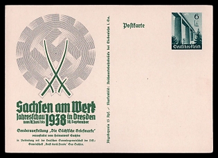 1938 'Sachfen am Wert Jahrfin 1938 in Dresden', Postal Stationery, Third Reich Nazi Propaganda Postcard