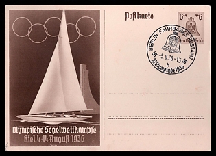 1936 'Olympic Sailing Competitions Kiel, August 4-14', Postal Stationery, Third Reich Nazi Propaganda Postcard