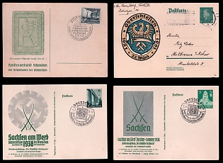 1938 'Sachfen am Wert', Postal Stationeries, Third Reich Nazi Propaganda Postcard